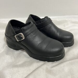 Iron Age Steel Toe Clogs Size 6 Women Black Workwear Outdoor Minimal Buckle